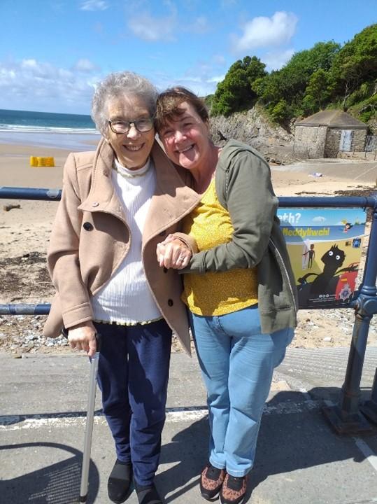 Beach with a Living at home carer
